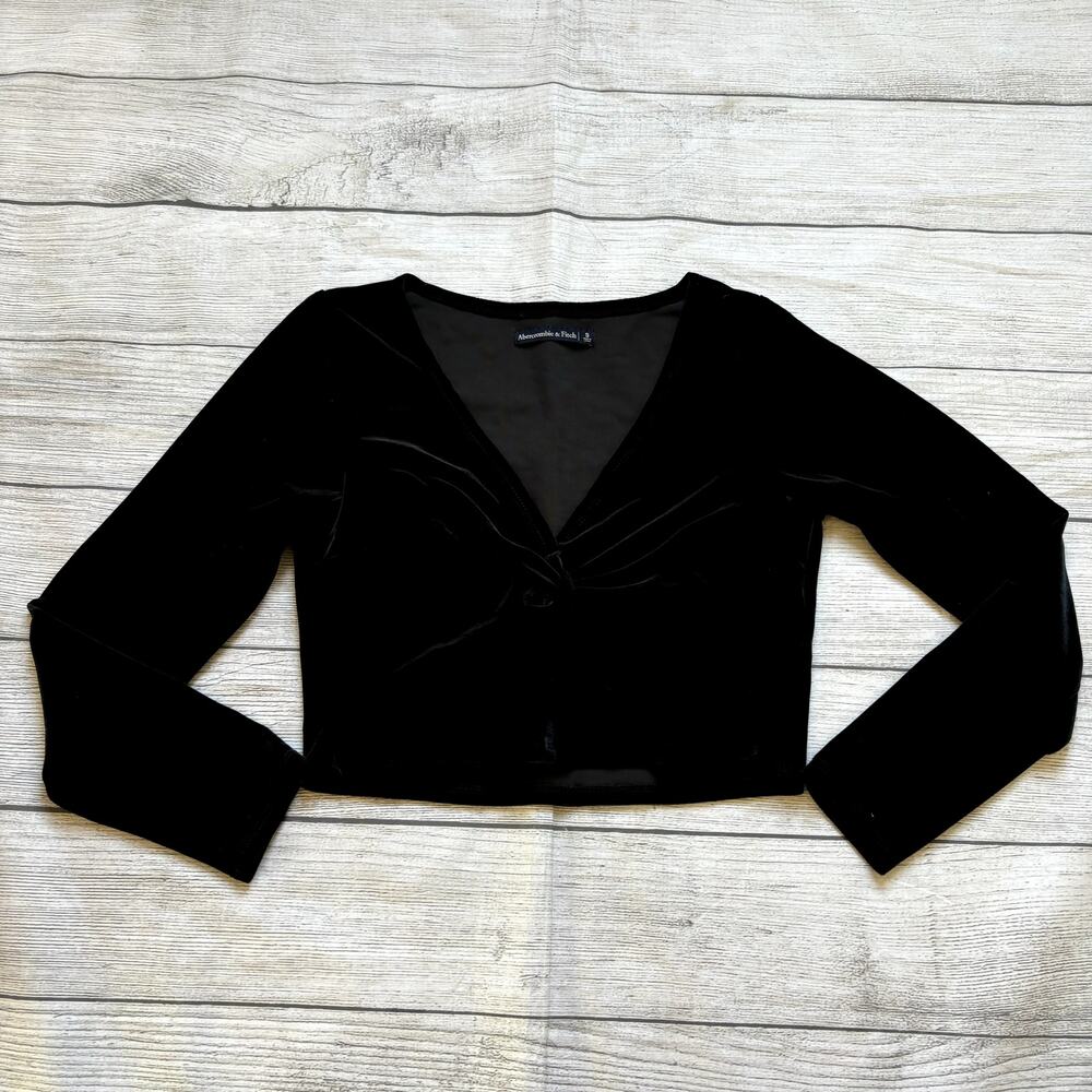 Abercrombie & Fitch Velvet Long Sleeve Twist Front Top Shirt Women Size Small